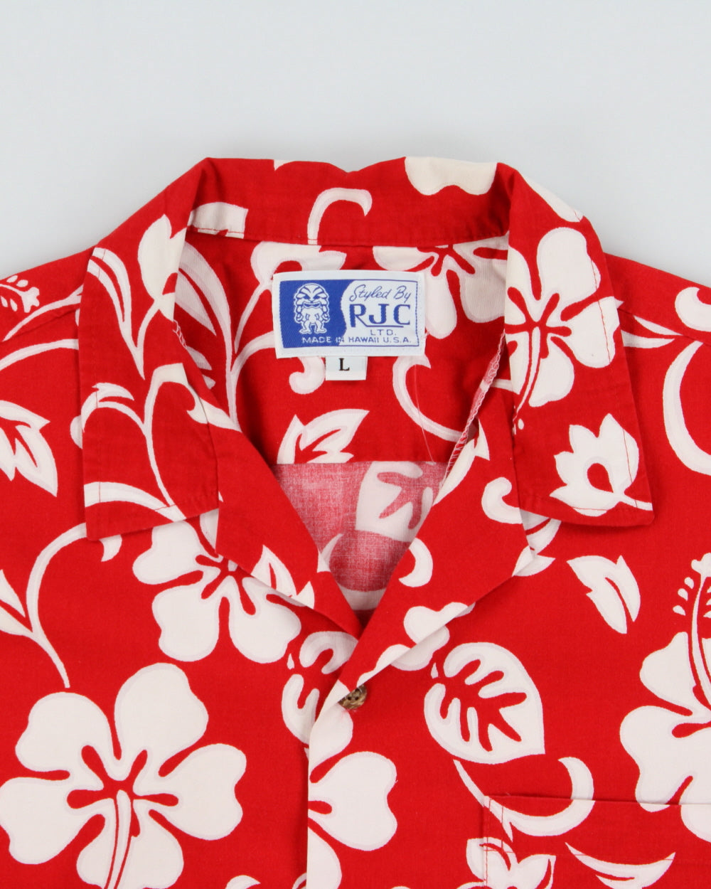 Vintage 1980s RJC Hibiscus Print Made In USA Hawaiian Shirt - L