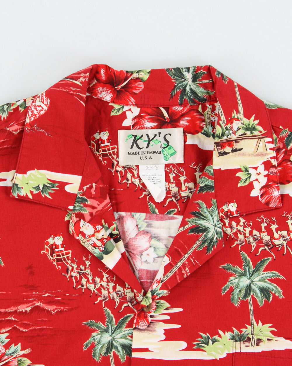 Vintage 1990s KY'S Made In USA Christmas Hawaiian Shirt - XL