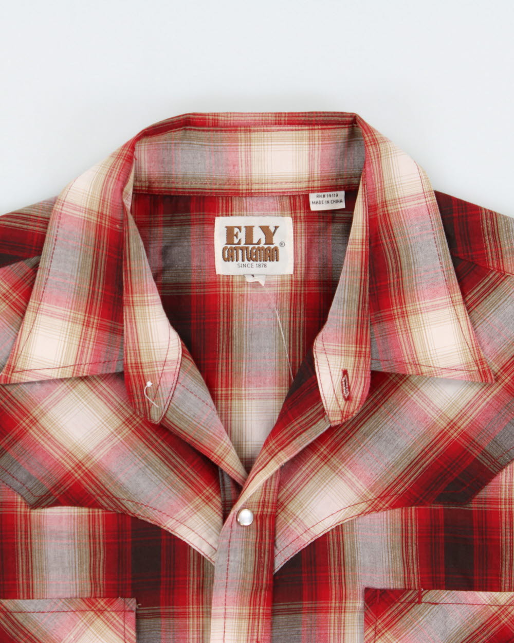 Vintage 1990s Ely Cattleman Checked Western Shirt - L