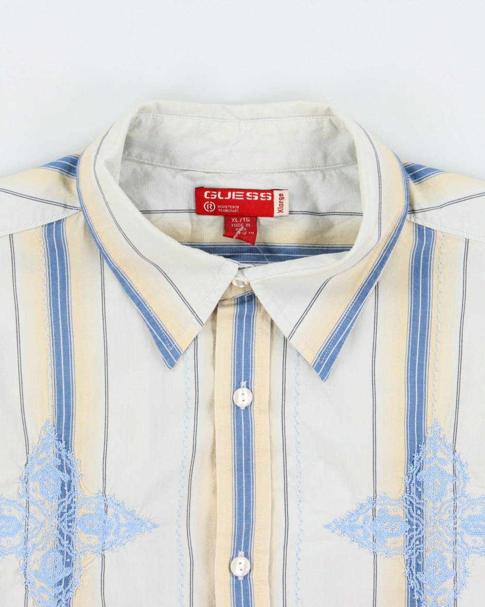 Vintage Y2K 2000s Guess Embroidered Striped Long Sleeve Shirt - XL