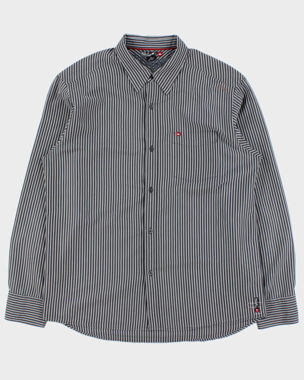 Vintage Y2K 2000s Quicksilver Embroidered Striped Long Sleeve Shirt - L
