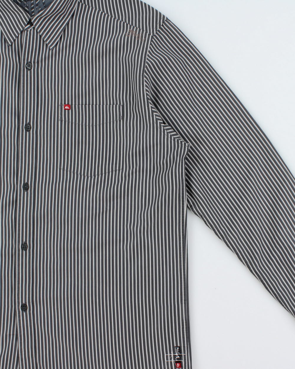 Vintage Y2K 2000s Quicksilver Embroidered Striped Long Sleeve Shirt - L
