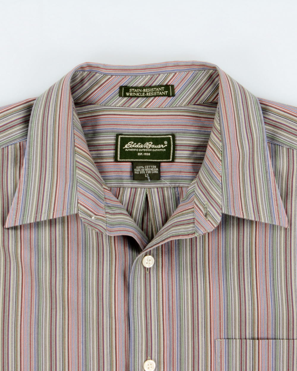 Vintage 2000s Eddie Bauer Multicoloured Striped Long Sleeve Shirt - L