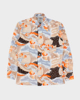 Vintage 1970s Woodwards Abstract Scenery Long Sleeve Shirt - M
