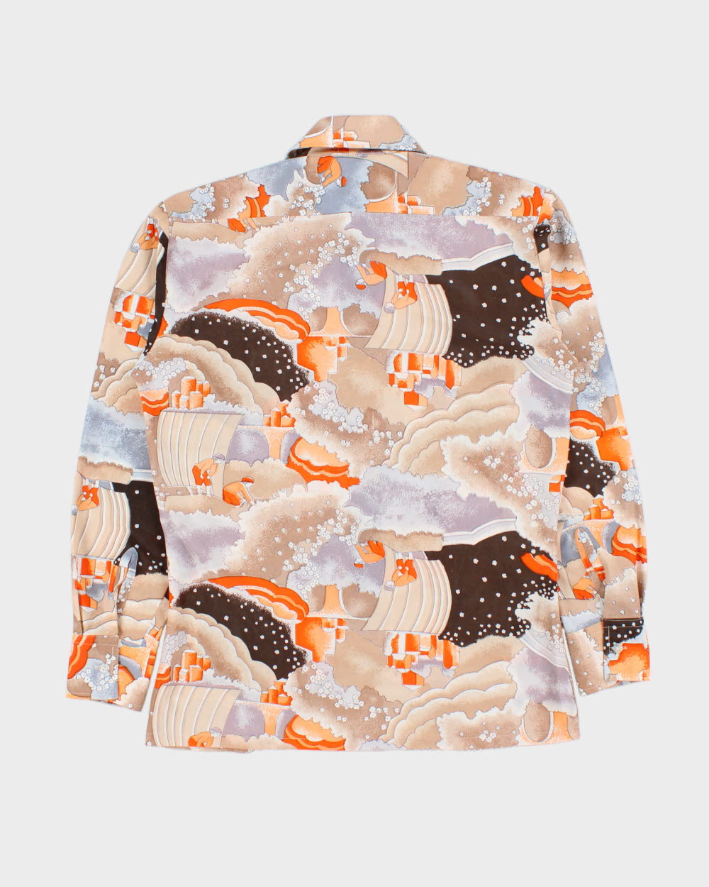 Vintage 1970s Woodwards Abstract Scenery Long Sleeve Shirt - M