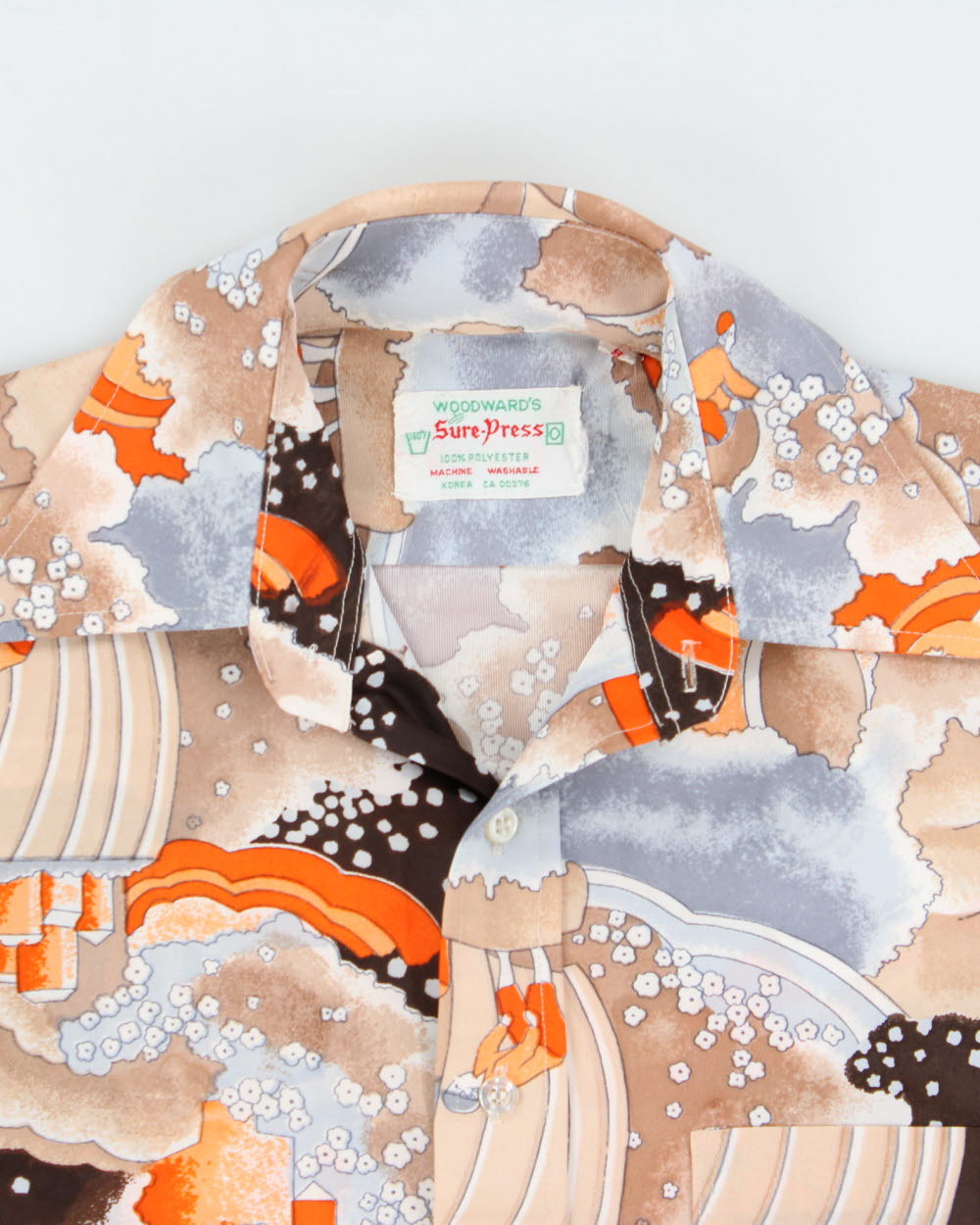 Vintage 1970s Woodwards Abstract Scenery Long Sleeve Shirt - M