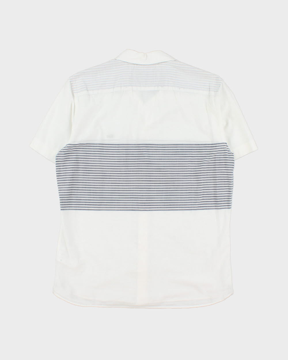 Vintage Lacoste Striped Classic Croc Linen Look Slim Fit Short Sleeve Shirt - M