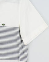 Vintage Lacoste Striped Classic Croc Linen Look Slim Fit Short Sleeve Shirt - M