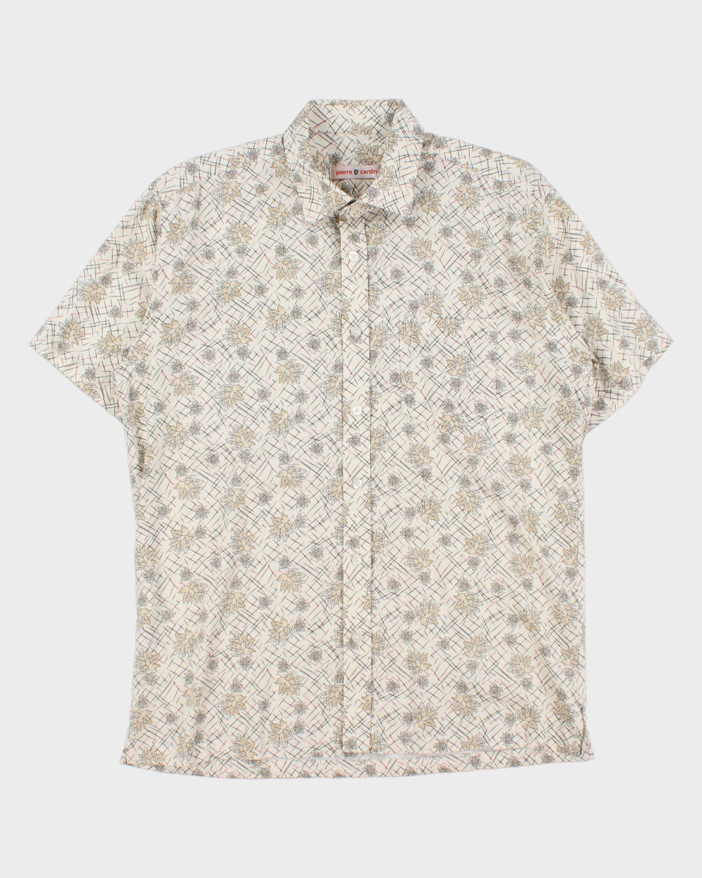 Vintage 1990s Pierre Cardin Leaf Patterned Relaxed Fit Short Sleeve Shirt - L