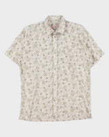 Vintage 1990s Pierre Cardin Leaf Patterned Relaxed Fit Short Sleeve Shirt - L