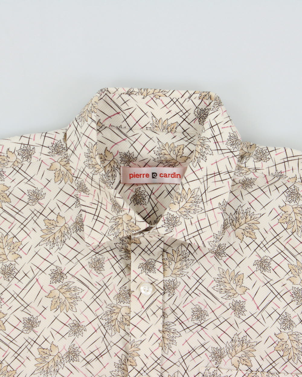 Vintage 1990s Pierre Cardin Leaf Patterned Relaxed Fit Short Sleeve Shirt - L