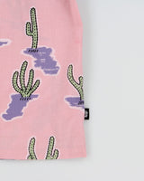 Vintage Stussy Baby Pink Cactus Print Short Sleeve Camp Collar Pocket Shirt - L