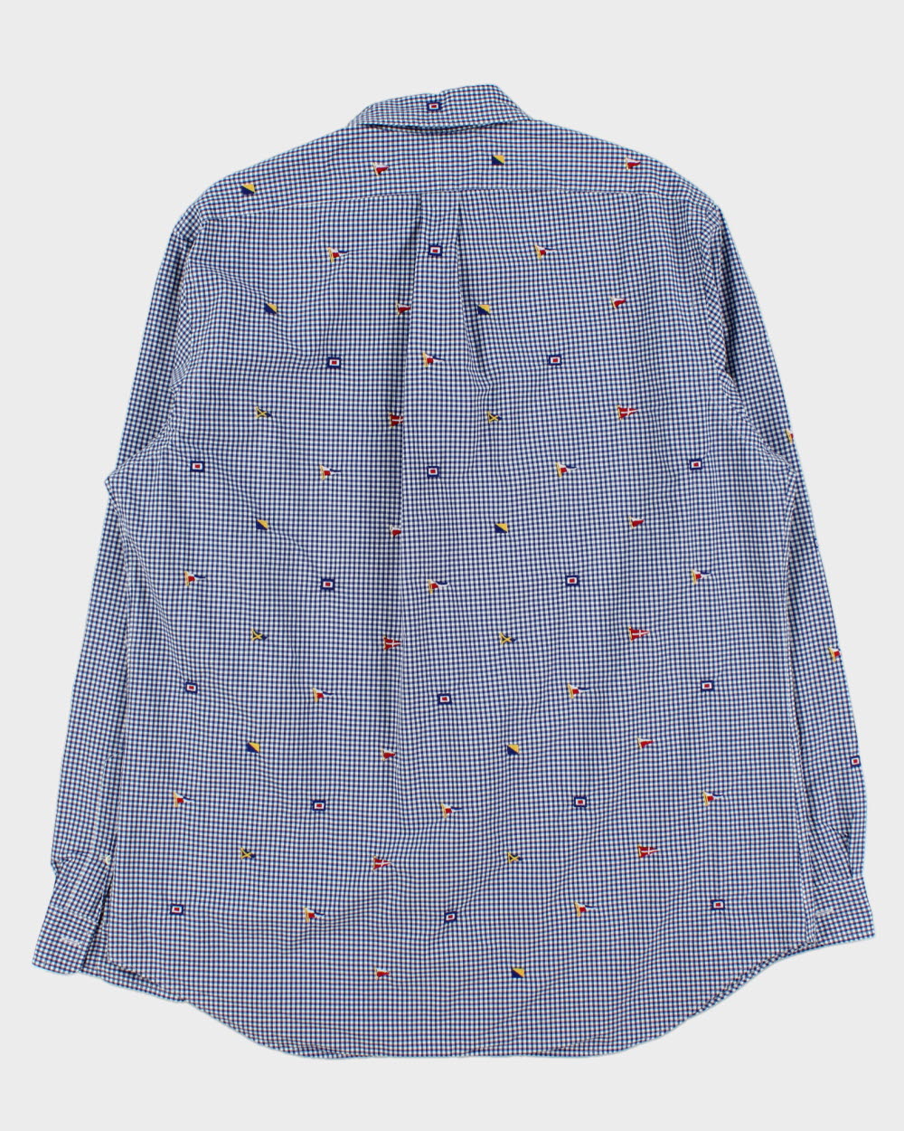 Vintage Ralph Lauren Gingham Check Embroidered Flag Long Sleeve Shirt - XL