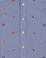 Vintage Ralph Lauren Gingham Check Embroidered Flag Long Sleeve Shirt - XL