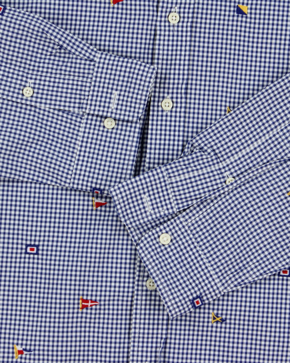 Vintage Ralph Lauren Gingham Check Embroidered Flag Long Sleeve Shirt - XL
