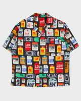 Hugo Boss Egeeno Oversized International Tag Print Cuban Collar Shirt - S