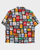 Hugo Boss Egeeno Oversized International Tag Print Cuban Collar Shirt - S