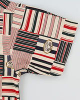Vintage Y2K 00s Ralph Lauren Chaps Summer Camp Patch Striped Relaxed Fit Short Sleeve Shirt - L