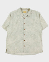 Vintage Tommy Bahama Eggshell Blue Silk Koi Carp Hawaiian Shirt - L