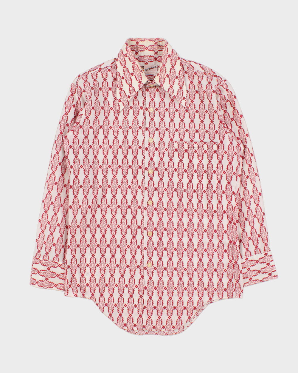Vintage 1970s Options BVD Patterned Striped Made In Canada Perma-Press Long Sleeve Shirt - M