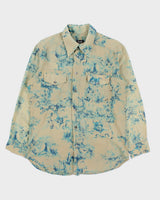 Vintage S/S 2003 Y2K D&amp;G Silk Blend Baroque Paint Long Sleeve Pocket Shirt - L