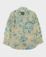 Vintage S/S 2003 Y2K D&amp;G Silk Blend Baroque Paint Long Sleeve Pocket Shirt - L