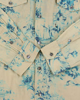 Vintage S/S 2003 Y2K D&amp;G Silk Blend Baroque Paint Long Sleeve Pocket Shirt - L