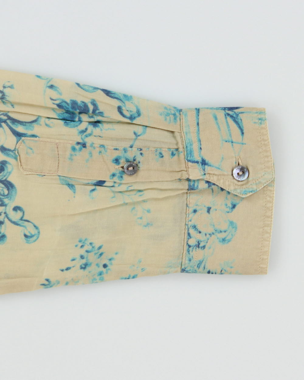 Vintage S/S 2003 Y2K D&amp;G Silk Blend Baroque Paint Long Sleeve Pocket Shirt - L