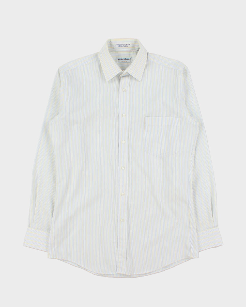 Vintage 1980s Yves Saint Laurent Striped Long Sleeve Pocket Shirt - S