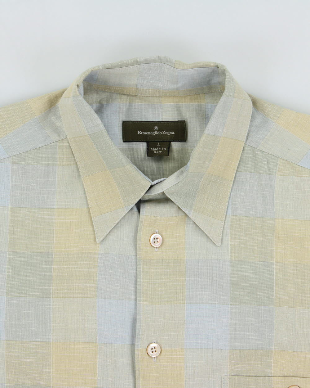 Vintage Ermenegildo Zegna Checked Long Sleeve Shirt - M