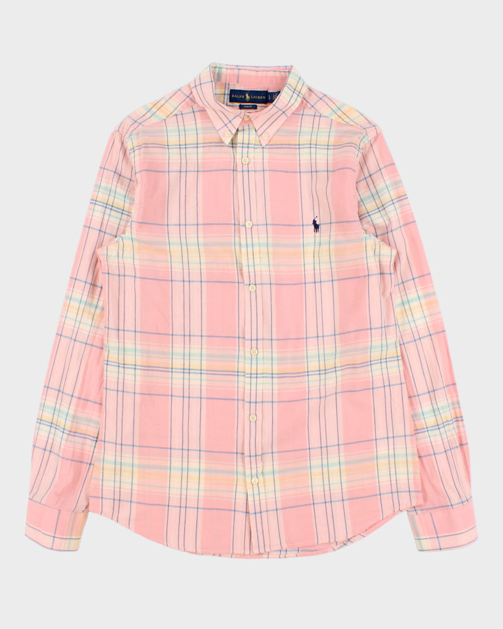 Vintage Ralph Lauren Linen Slim Fit Checked Long Sleeve Shirt - L