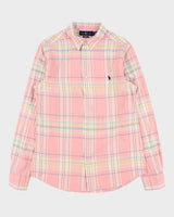 Vintage Ralph Lauren Linen Slim Fit Checked Long Sleeve Shirt - L