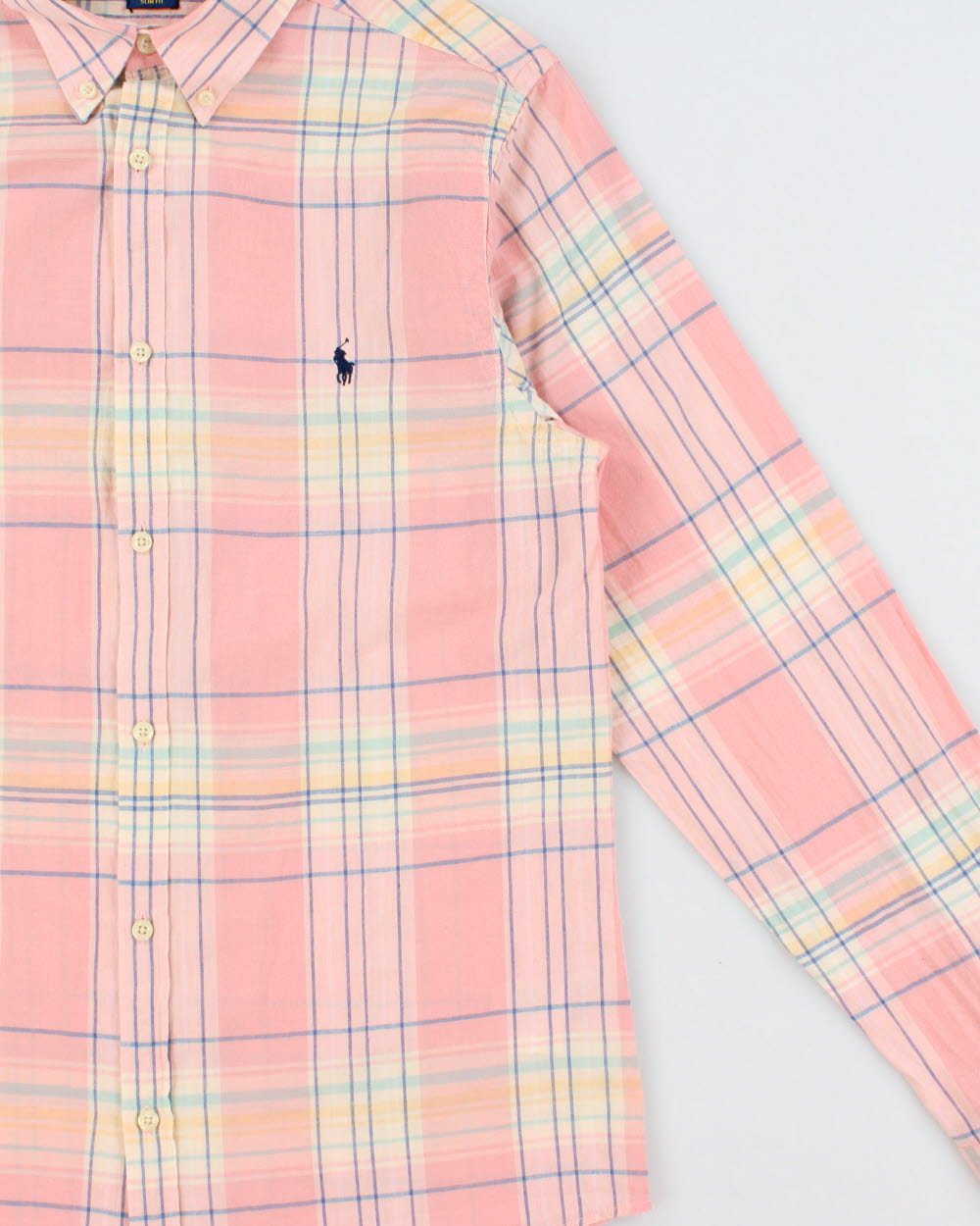 Vintage Ralph Lauren Linen Slim Fit Checked Long Sleeve Shirt - L