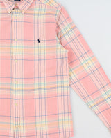 Vintage Ralph Lauren Linen Slim Fit Checked Long Sleeve Shirt - L
