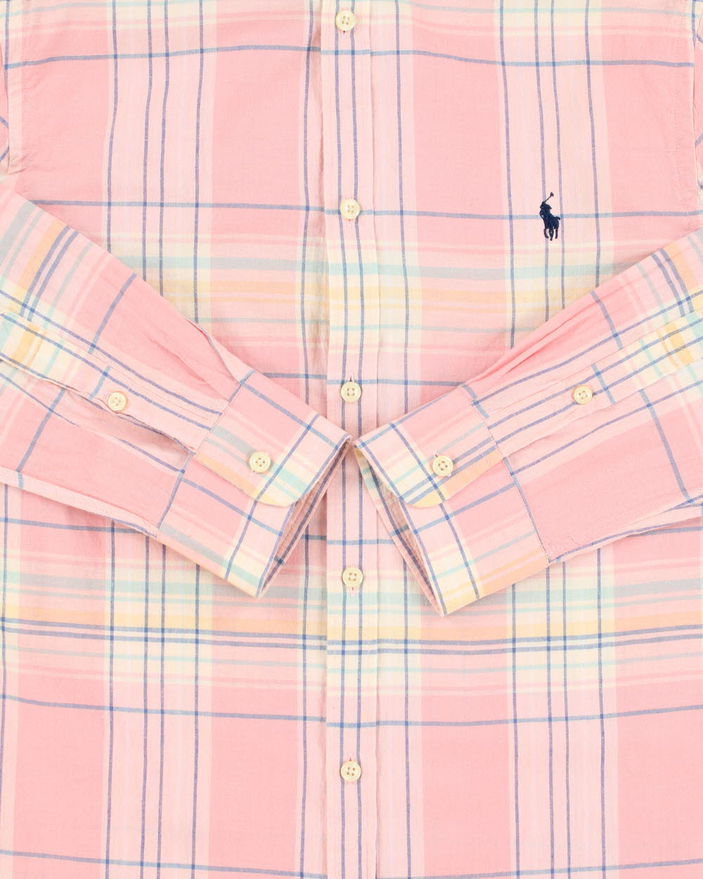 Vintage Ralph Lauren Linen Slim Fit Checked Long Sleeve Shirt - L
