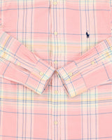 Vintage Ralph Lauren Linen Slim Fit Checked Long Sleeve Shirt - L