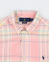 Vintage Ralph Lauren Linen Slim Fit Checked Long Sleeve Shirt - L