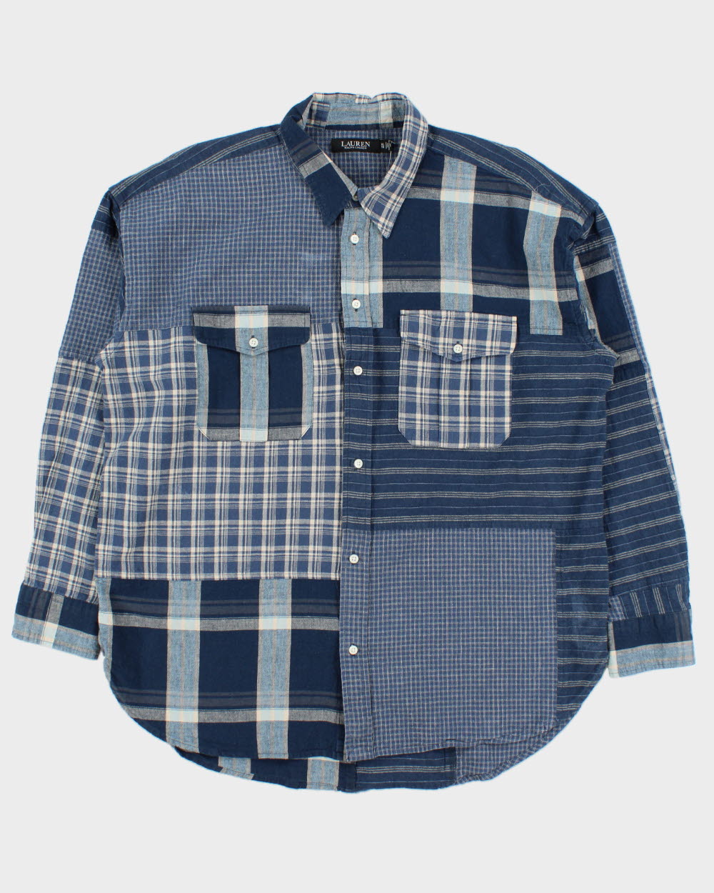 Vintage Ralph Lauren Linen Blend Patchwork Long Sleeve Shirt - XL