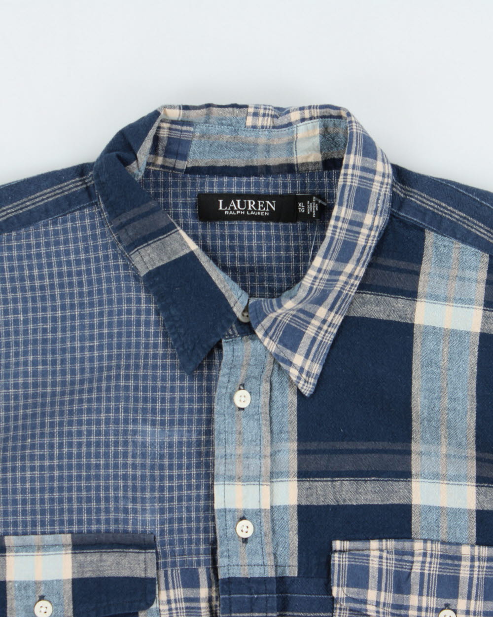 Vintage Ralph Lauren Linen Blend Patchwork Long Sleeve Shirt - XL