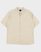 Vintage 1990s Stonehouse Silk Grid Pattern Short Sleeve Shirt - XL
