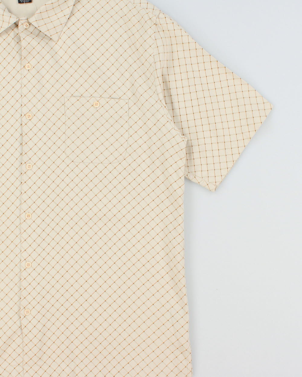 Vintage 1990s Stonehouse Silk Grid Pattern Short Sleeve Shirt - XL