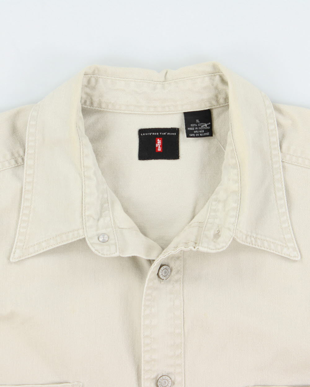 Vintage 1990s Levi's Red Tab Khaki Long Sleeve Denim Pocket Shirt - XL