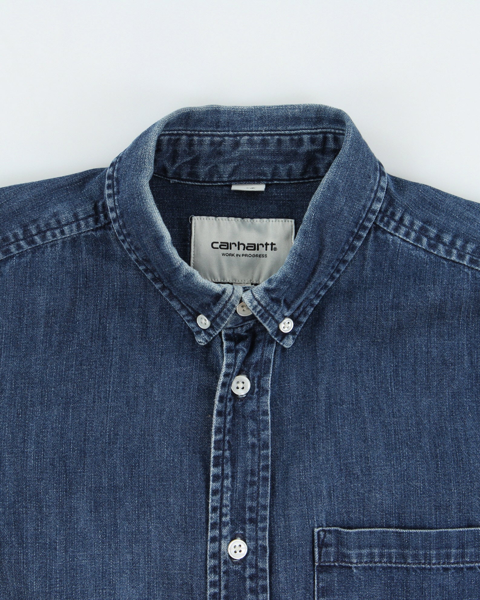 Vintage Carhartt WIP Civil Slim Fit Long Sleeve Denim Shirt - M
