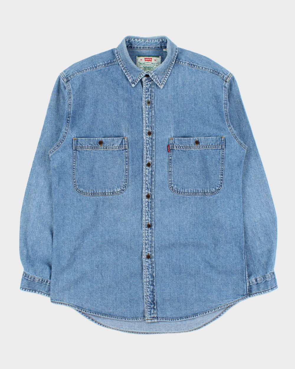 Vintage 1990s Levi's Medium Wash Long Sleeve Denim Pocket Shirt - M