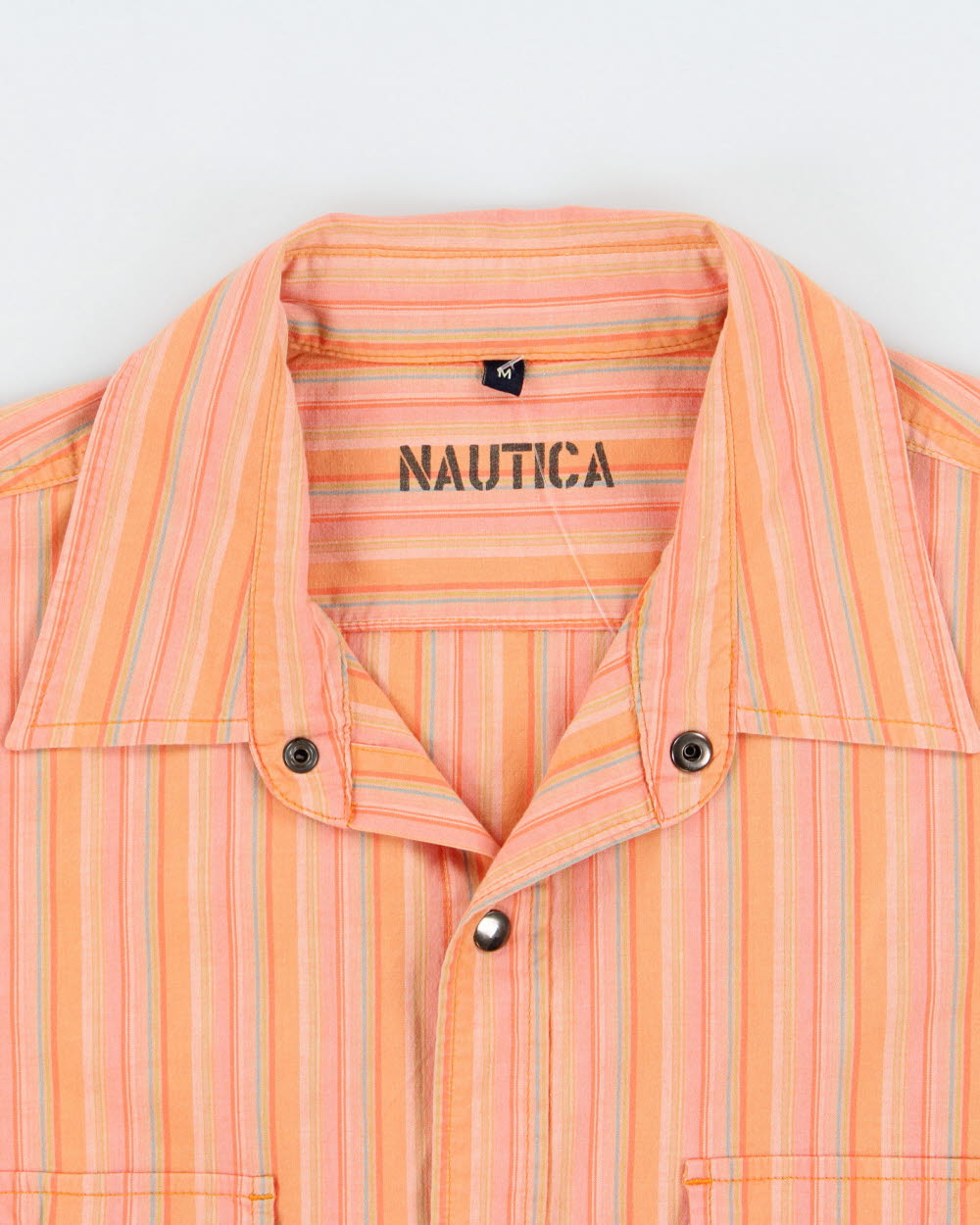 Vintage Y2K 00s Nautica Striped Snap Button Long Sleeve Pocket Shirt - M