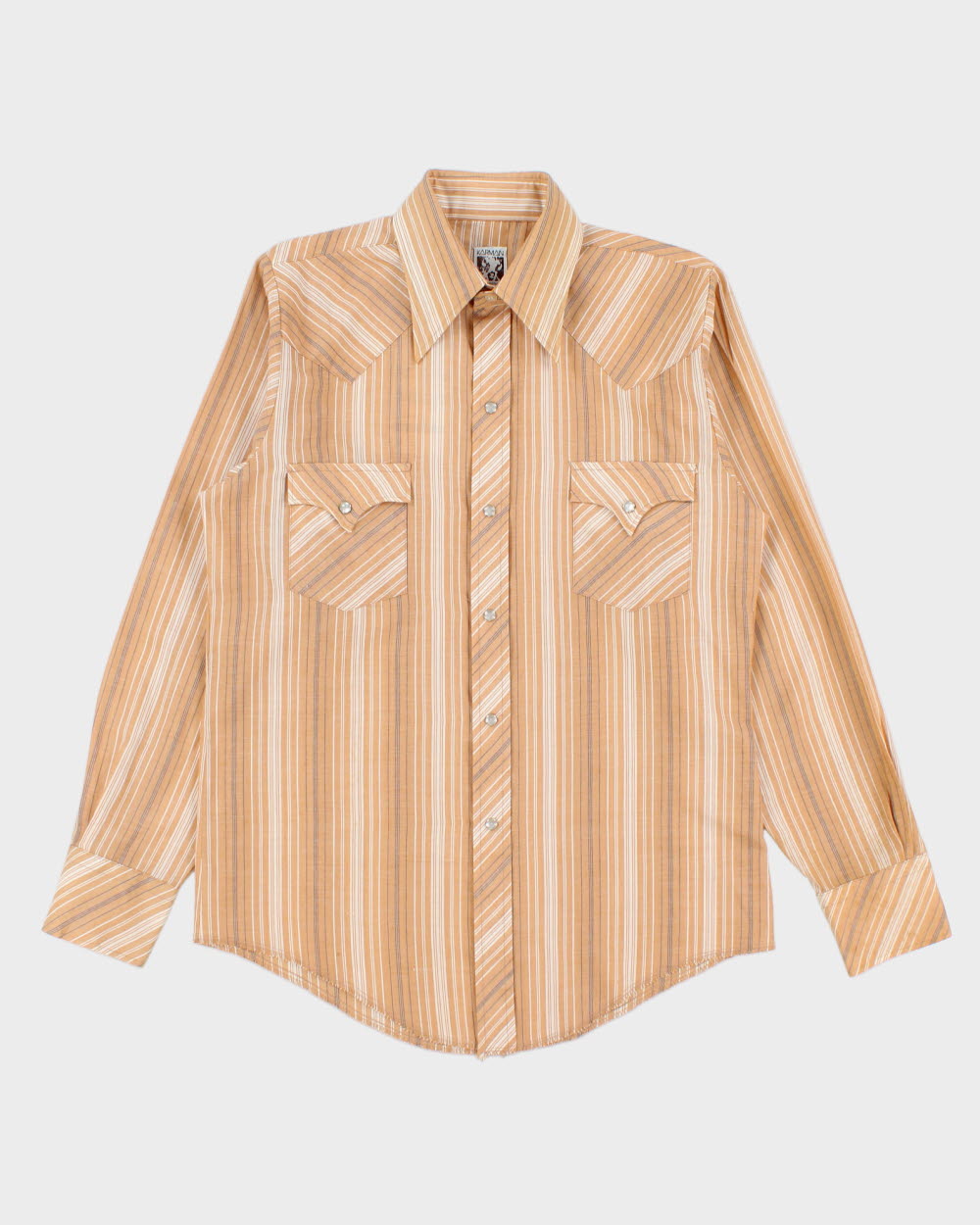 Vintage 1970s Karman Perma Press Striped Pearl Snap Button Long Sleeve Western Shirt - S