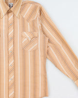 Vintage 1970s Karman Perma Press Striped Pearl Snap Button Long Sleeve Western Shirt - S