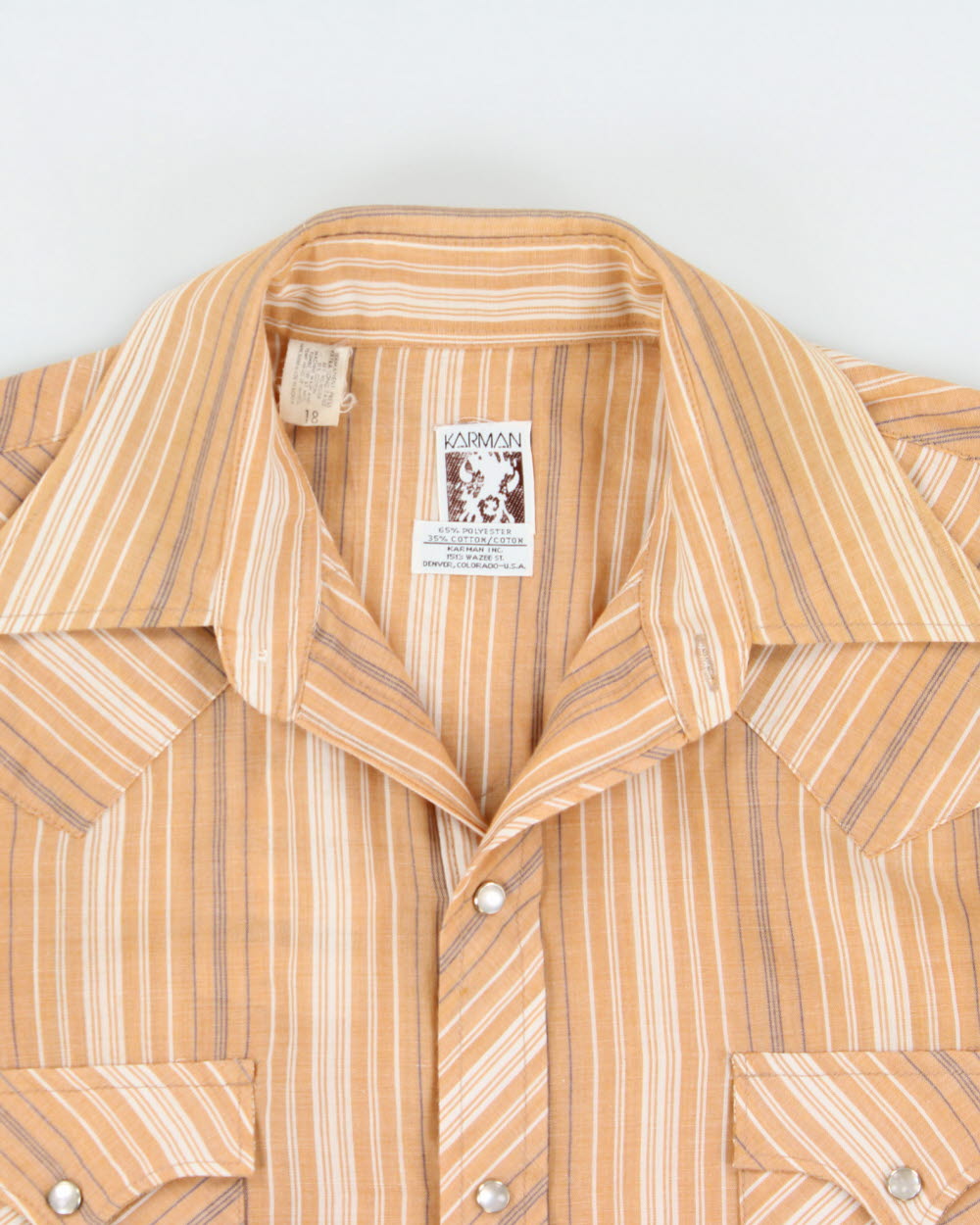 Vintage 1970s Karman Perma Press Striped Pearl Snap Button Long Sleeve Western Shirt - S