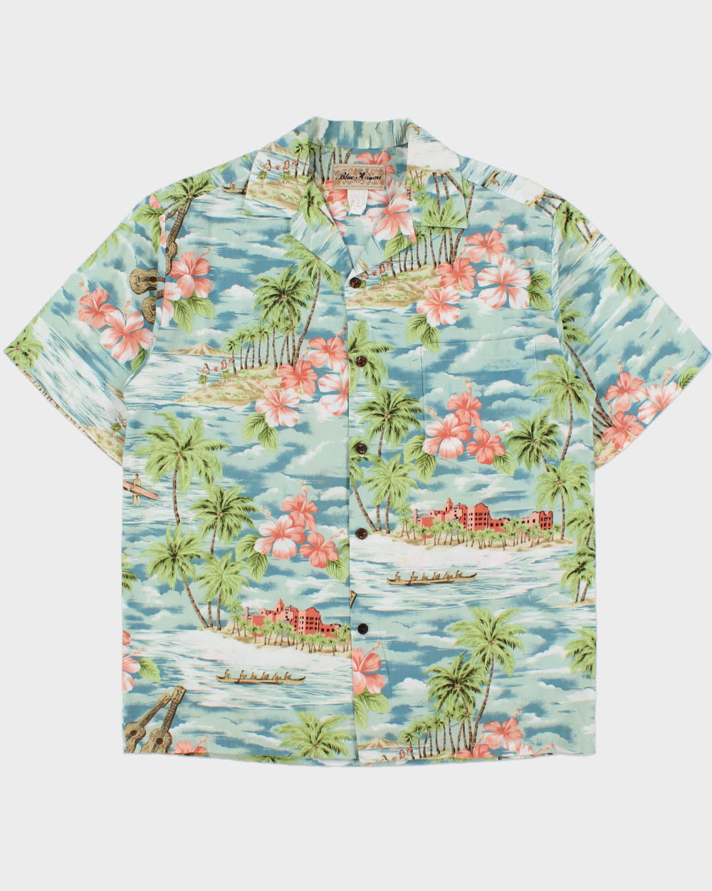 Vintage 1990s Blue Hawaii Made In USA Hawaiian Shirt - M