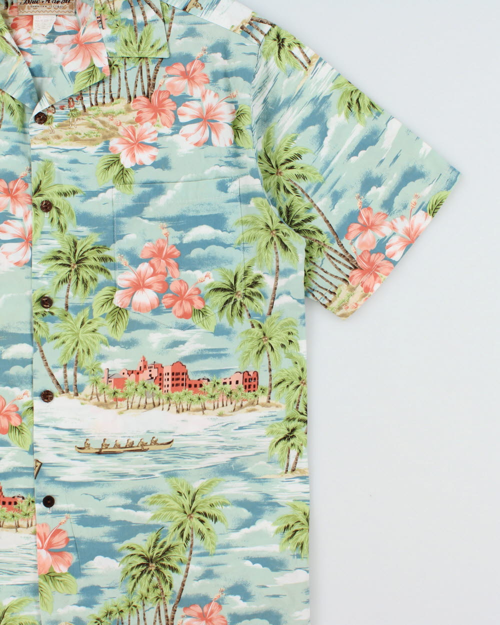 Vintage 1990s Blue Hawaii Made In USA Hawaiian Shirt - M